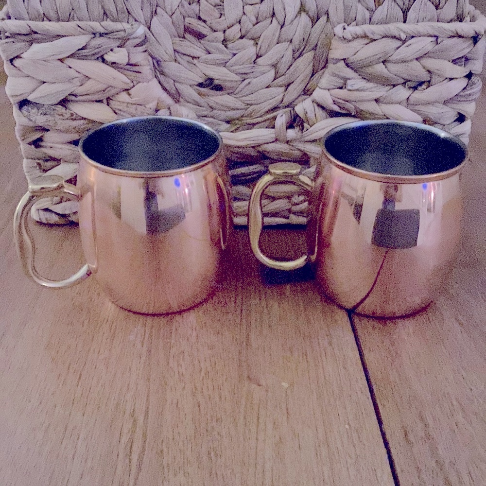 Set of two copper Moscow mule mugs